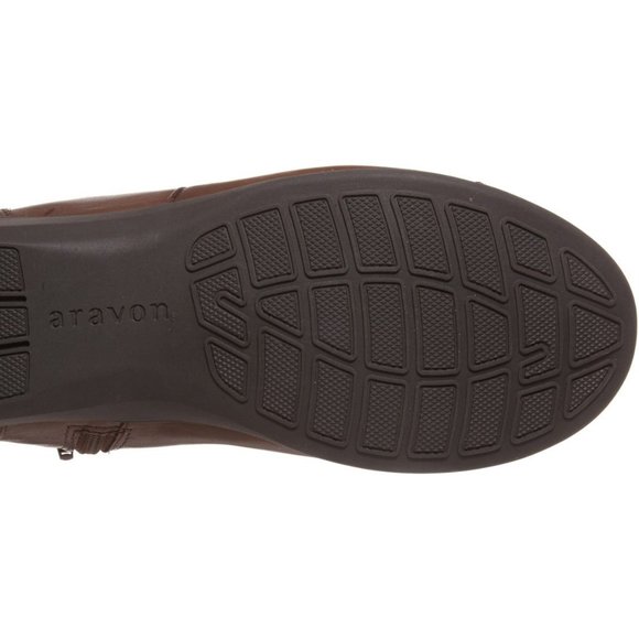 ARAVON New ANSTICE Comfort Wedge Leather Boot Womens 10~12 WIDE Bootie NIB BROWN - Picture 6 of 6